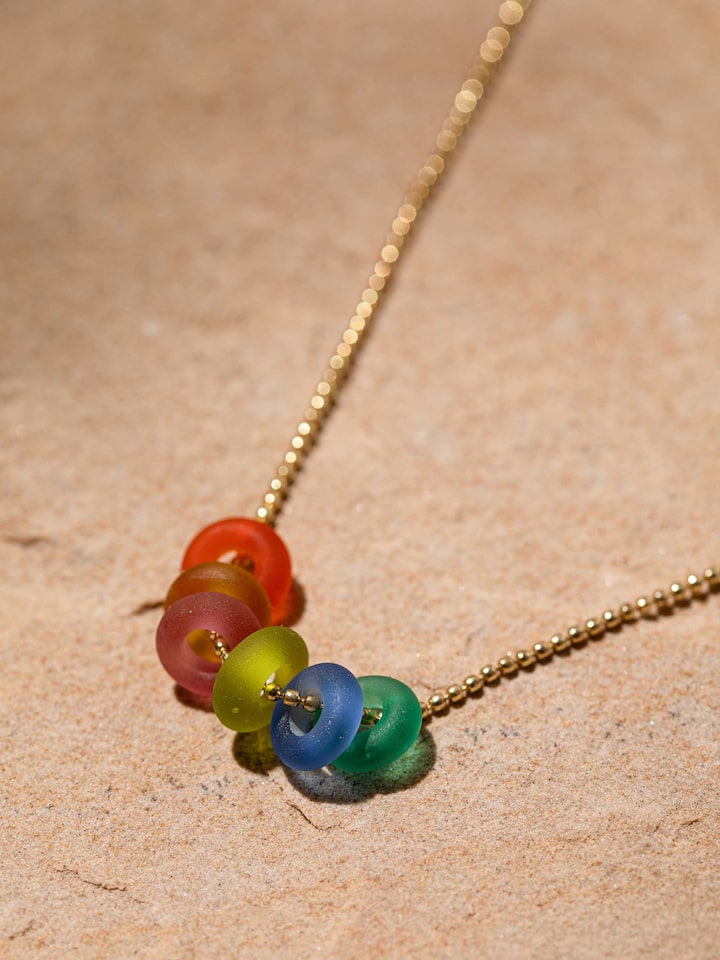 Back view of Glass Bead Collar Necklace showing clasp and design details.