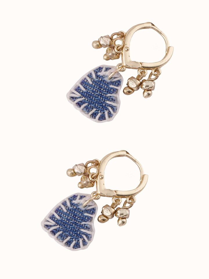 Overview of Upcycled Drop Earrings showing the complete piece laid out