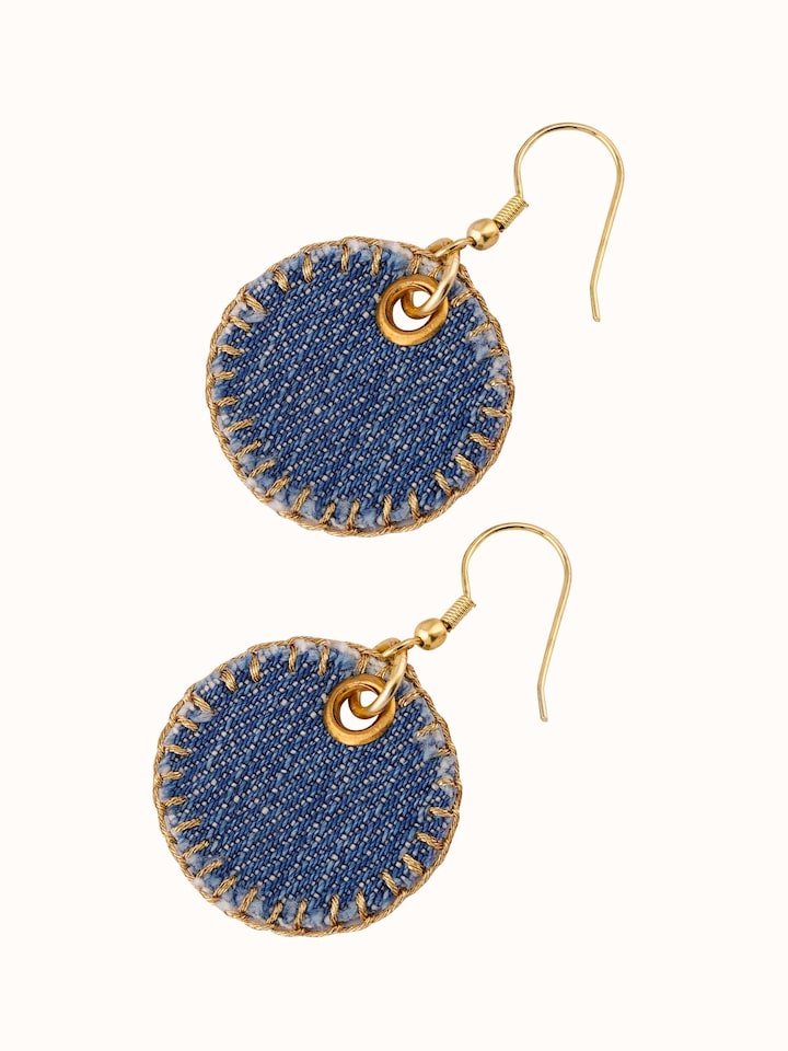 Overview of Upcycled Drop Earrings showing the complete piece laid out