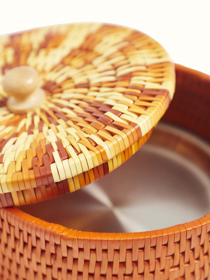 Detailed view of Palm leaf roti box emphasizing the artisanal quality and texture.