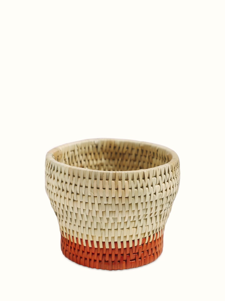 Front view of Palm Leaf Cutlery Holder showcasing eco-friendly design and natural texture