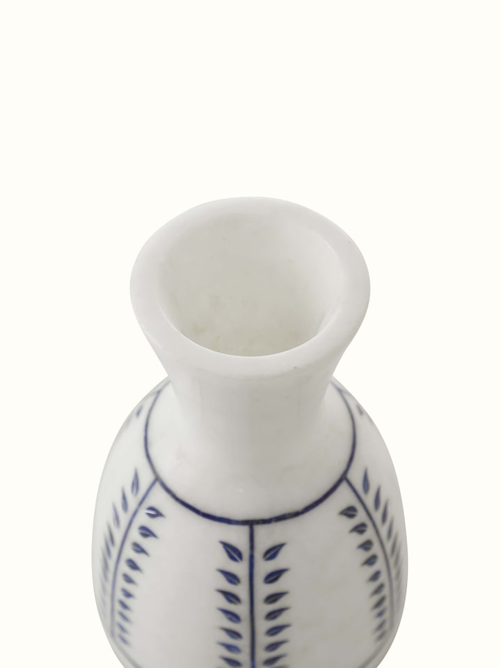Close-up view of Pacchikari Marble Floor Vase White Colour highlighting the handcrafted detailing and finish