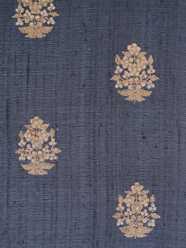 Palampore stripe white floral cotton Sanganeri block printed bath towel (L) spread out showing design.