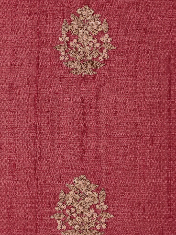 Full view of Alankar Maroon Buti Silk Zardozi Embroidered Cushion Cover showing the overall design and zardozi detailing.