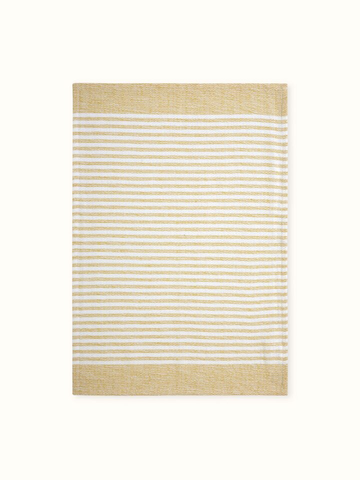 Detailed view of Vayana Stripe Yellow Cotton Hand Towels (2 pcs), highlighting the soft texture and vibrant color of the towels.