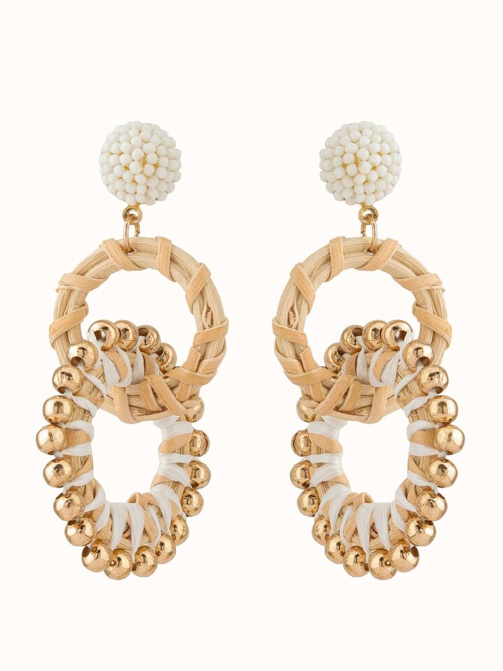 Front view of Handcrafted Drop Earrings featuring artisanal design with detailed craftsmanship and elegant drop style.