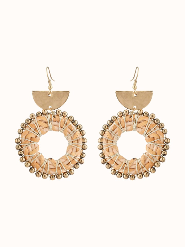 Front view of Handcrafted Drop Earrings featuring unique and artistic design elements.