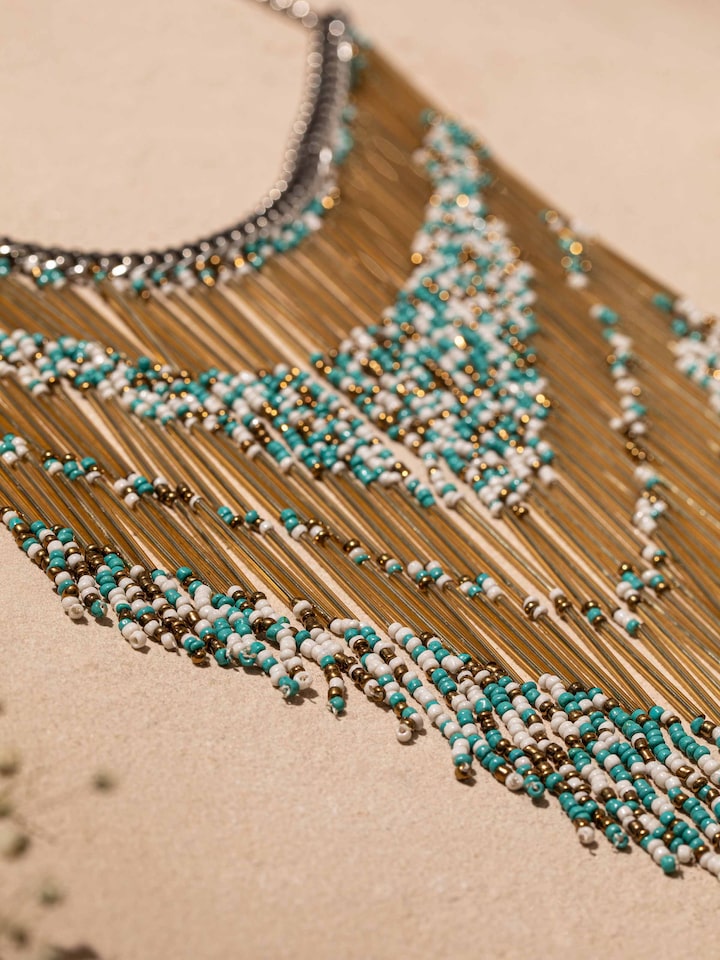 Back view of Handcrafted Long Necklace showing the clasp and overall design.