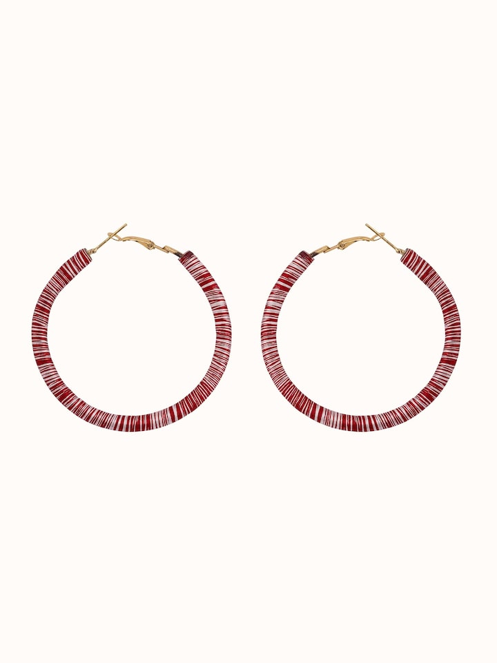 Front view of Handcrafted Hoop Earrings with a detailed and stylish design.