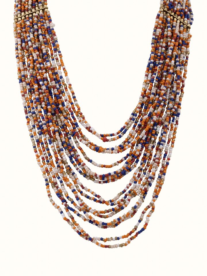 Front view of Handcrafted Collar Necklace highlighting its elegant design and intricate pattern.