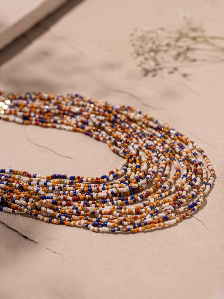 Back view of Handcrafted Collar Necklace displaying its clasp and detailed design.