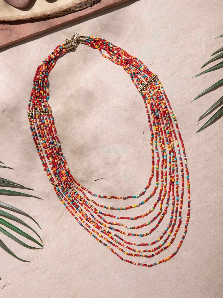 Close-up view of handcrafted collar necklace emphasizing its fine craftsmanship and intricate details