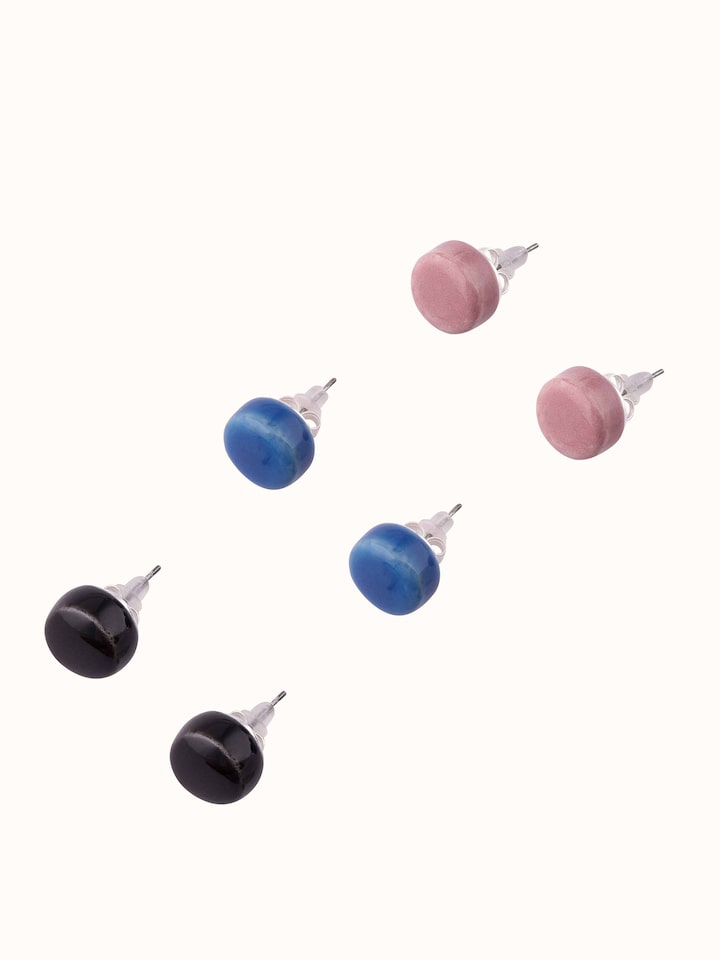 Overview of Ceramic Stud Earrings Set showing the complete piece laid out