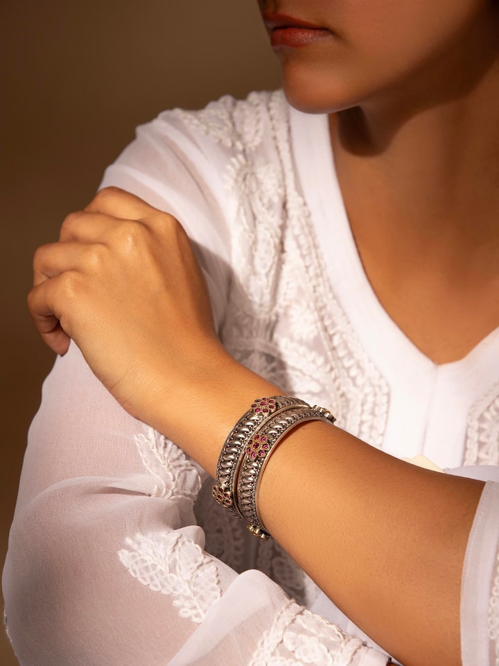 Close-up view of Silver Smithing bangle emphasizing detailed craftsmanship and quality finish