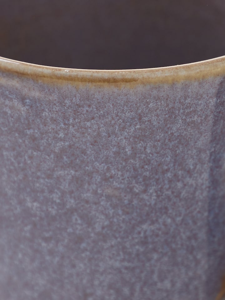 Top view of Khurja Pottery Ceramic Coffee Mug in Blue highlighting the mug's rim and design