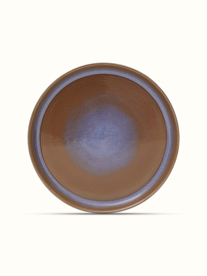 Front view of brown Khurja pottery ceramic dinner plates set (4 pcs) showcasing their elegant design