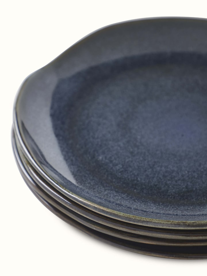 Detailed view of Khol Khurja pottery ceramic salad plate set (4 pcs) showing vibrant colors and patterns
