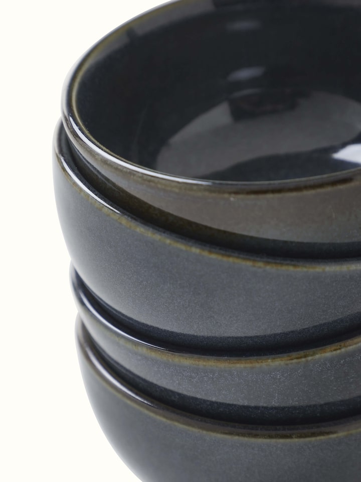 Detailed view of Khurja pottery ceramic dinner bowl set (4 pcs) highlighting the vibrant glaze and intricate pottery design