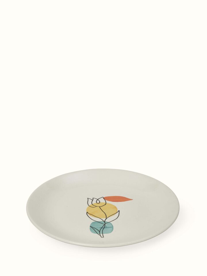 Detailed view of Khurja Pottery Ceramic Dinner Plates in Orange & White emphasizing texture.