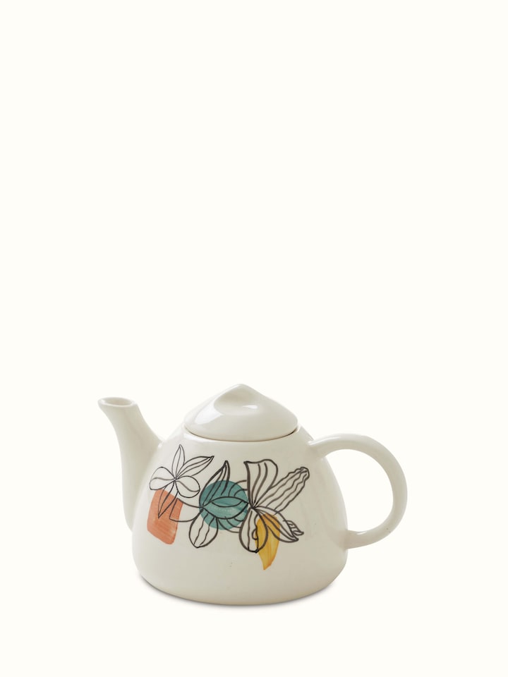 Alternate view of Khurja Pottery Ceramic Tea Set in white (3 pcs) showcasing different angles.