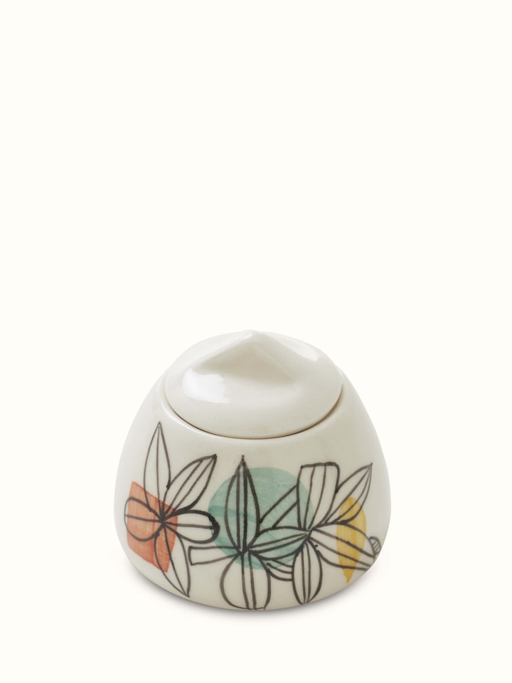 Top view of Khurja Pottery Ceramic Tea Set in white (3 pcs) showing the set arrangement.