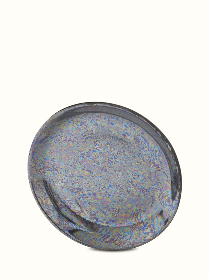 View of Khurja Pottery Ceramic Salad Plates in black, emphasizing the smooth and even finish
