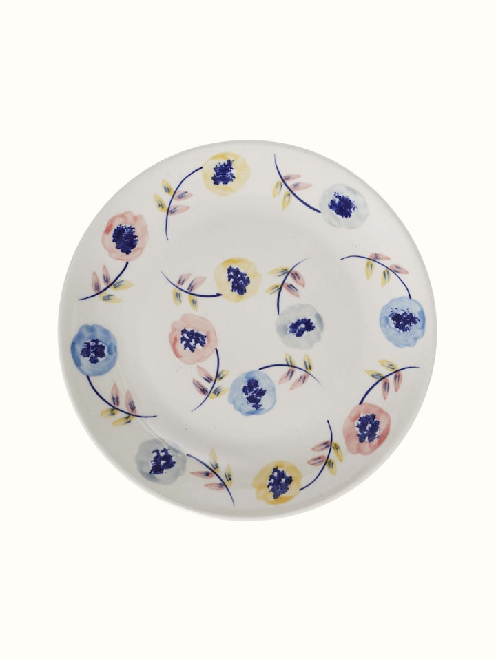 Detailed view of Khurja pottery ceramic dinner plates (4 pcs) highlighting their artisanal finish
