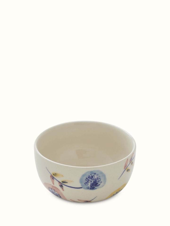 Close-up view of Khurja pottery ceramic soup bowls (2 pcs) with detailed craftsmanship