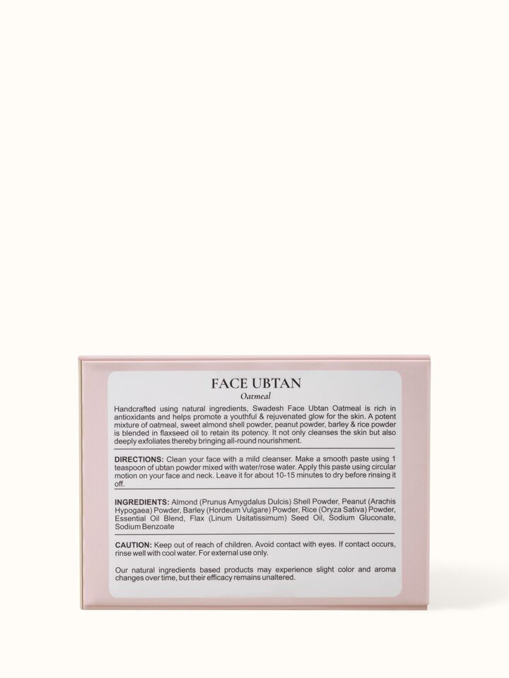 Face Ubtan Oatmeal displayed with oats and herbs, enhancing its natural and nourishing qualities