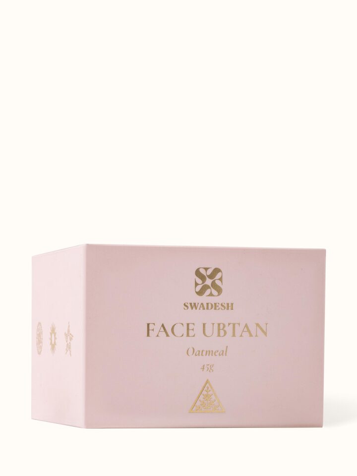 Back view of Face Ubtan Oatmeal showcasing the ingredient list and usage instructions
