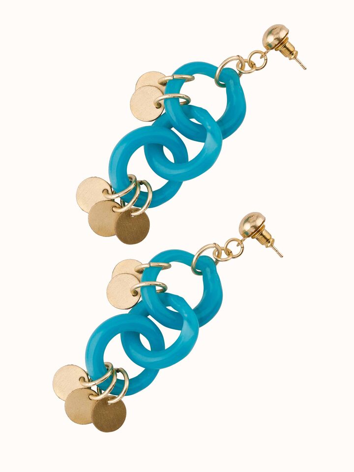 Detailed view of Glass bead drop earrings highlighting craftsmanship