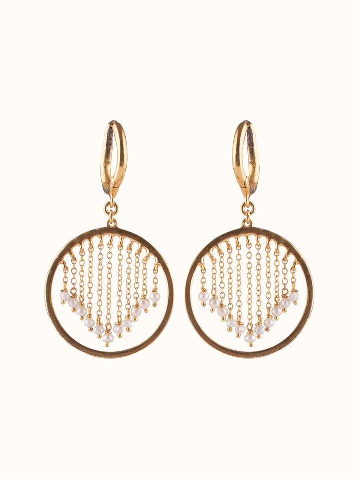 Front view of Silver Smithing Drop Earrings showing the complete piece and design