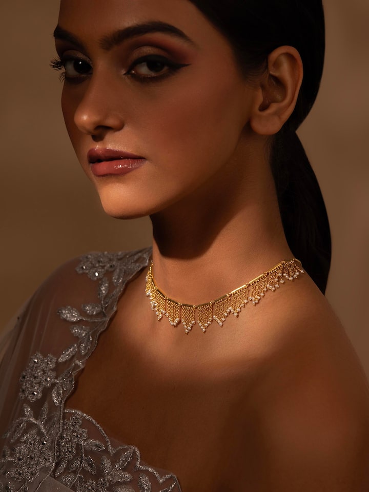 Side view of Silver Smithing Choker showcasing elegant craftsmanship and design.