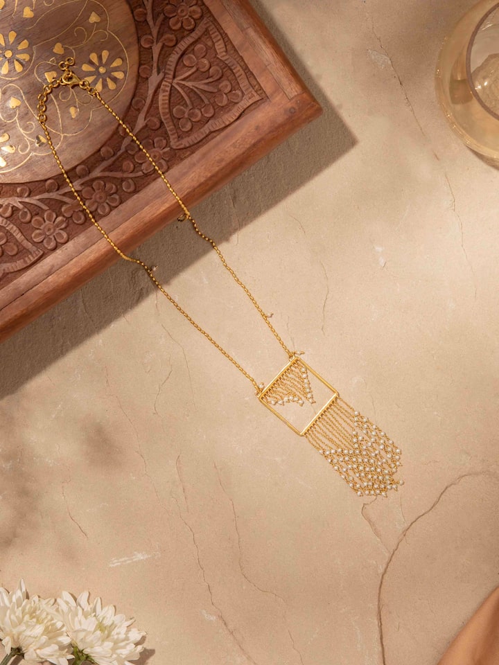 Close-up view of Silver Smithing Long Necklace highlighting the intricate silverwork.