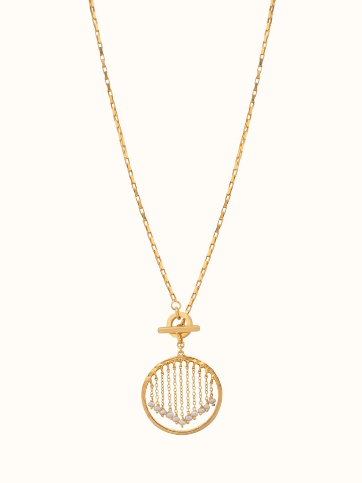 Front view of Silver Smithing Long Necklace showing the complete piece and design
