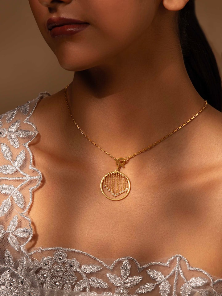 Styled detail view of Silver Smithing Long Necklace worn around the neck, shown in an alternate styled shot