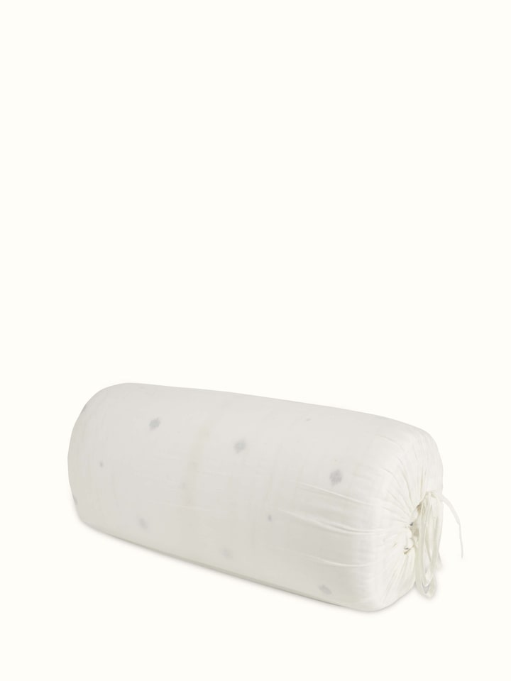 Full view of Kalpanama ivory woven buti cotton quilt double, showcasing its design and use.