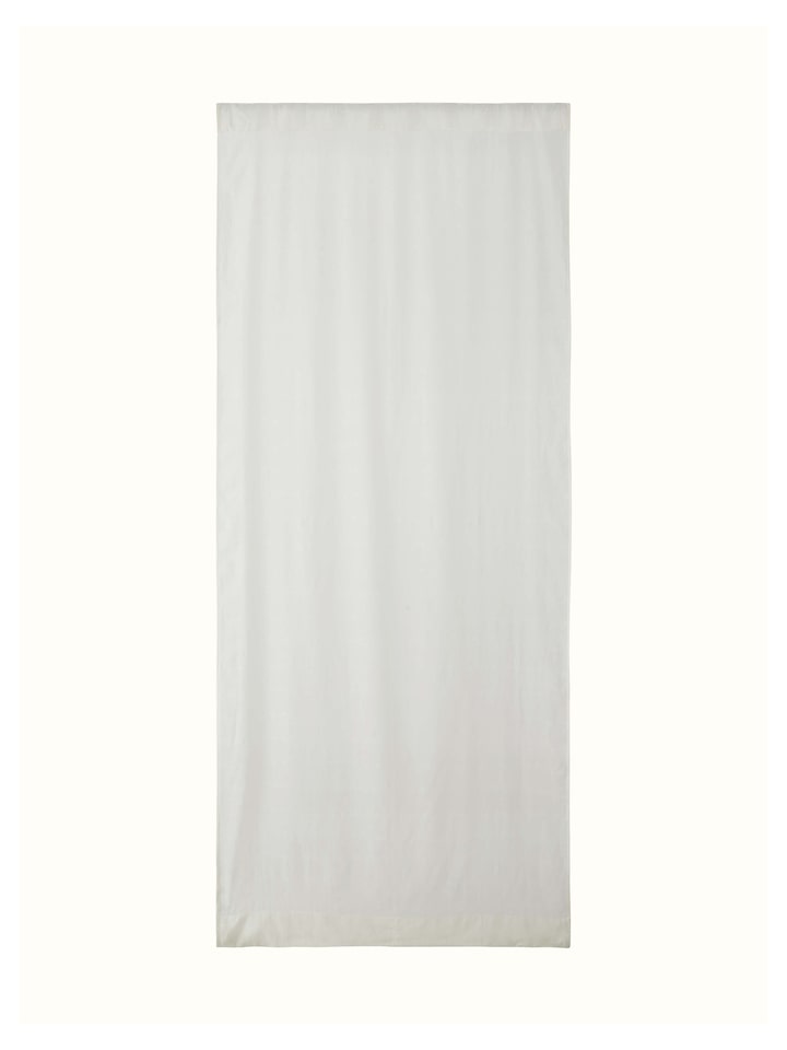 Full view of Kalpanama white woven buti handloom cotton curtain (9 ft) showing the elegant white fabric and intricate buti design.