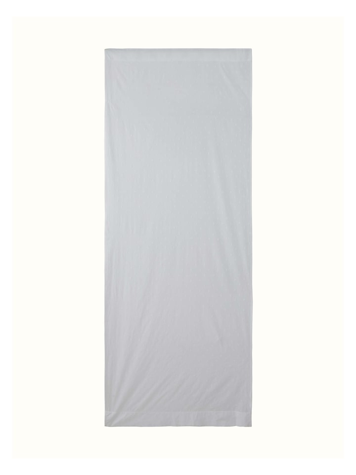 Front view of Svetah White Trellis Silk Cotton Chikankari Sheer Curtain showcasing its elegant design and sheer texture.