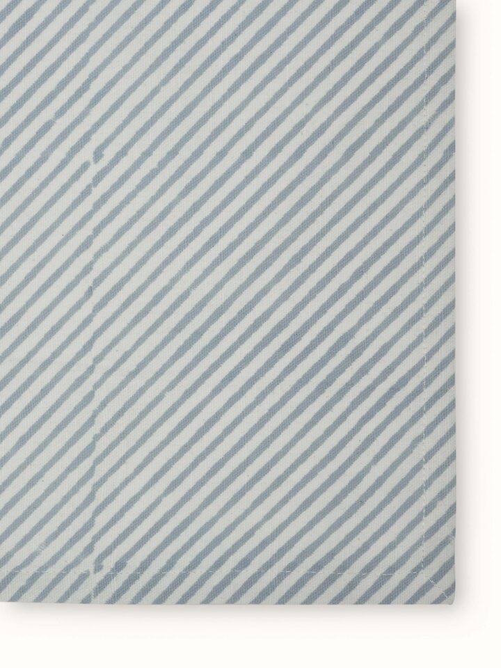 Full view of the Sanganeri block printed dish towels set in light blue floral pattern