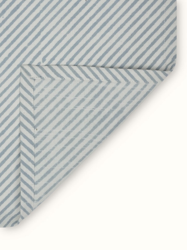 Light blue floral Sanganeri block printed dish towels set, displaying the entire collection