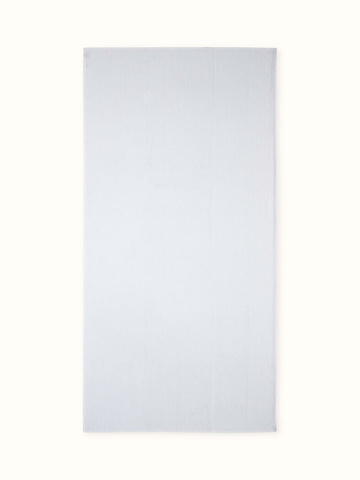 Full view of Vayana stripe white cotton bath towel (XL) showcasing its large size and stripe pattern.