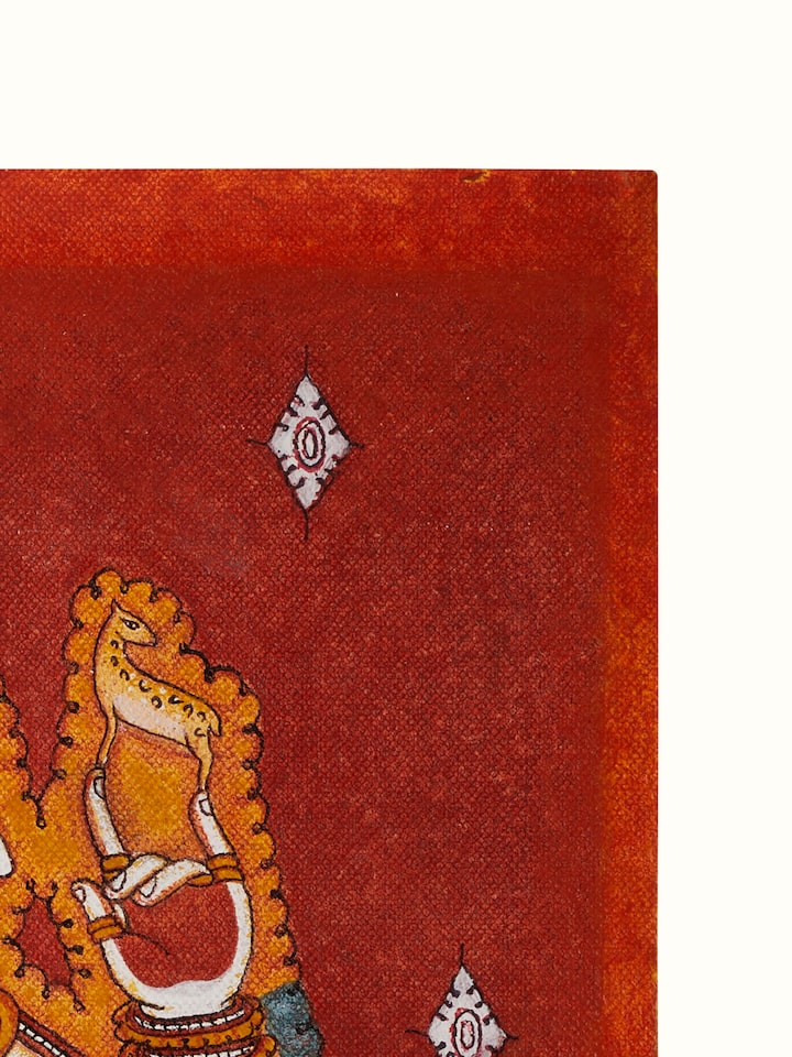 Close-up of Mukh Siva Kerala mural painting focusing on detailed elements and traditional design