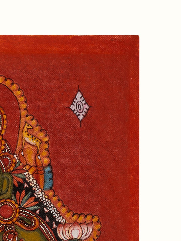 Detailed view of Swayam Kerala mural painting, showcasing the traditional artistry and design elements.
