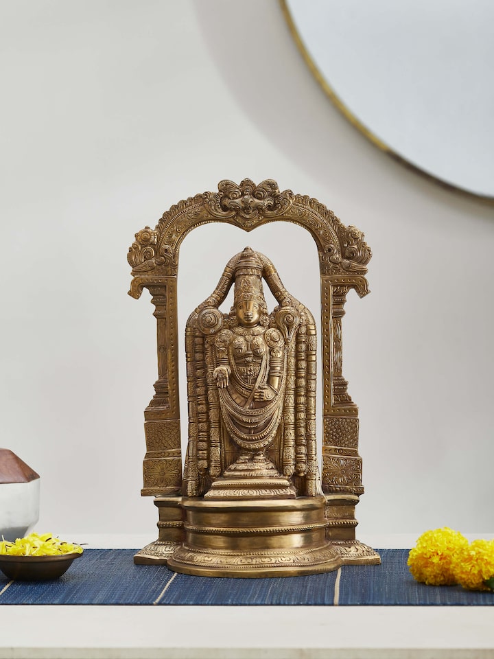 Side view of Balaji Bronze Casting Idol showcasing detailed artwork.