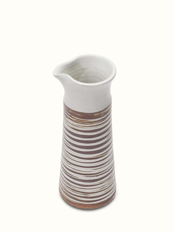 Overview of Studio Pottery Ceramic Carafe & Cup Set (2 Pcs) showing the complete piece laid out
