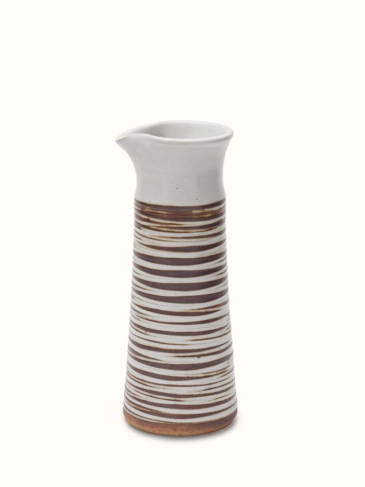 Overview of Studio Pottery Ceramic Carafe & Cup Set (2 Pcs) showing the complete piece laid out, from a different angle