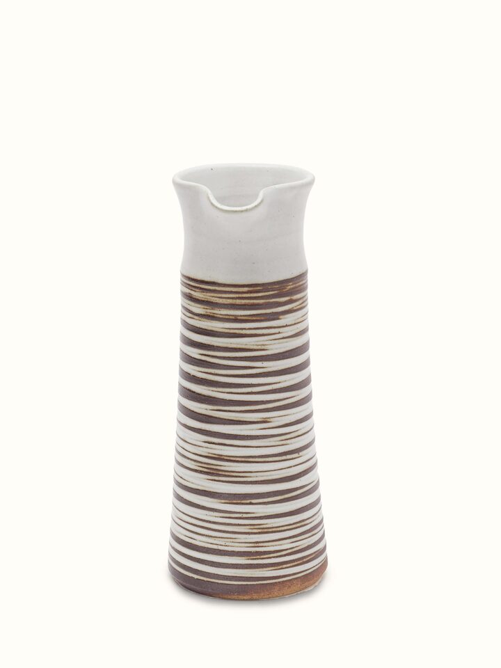 Overview of Studio Pottery Ceramic Carafe & Cup Set (2 Pcs) showing the complete piece laid out, from a different angle