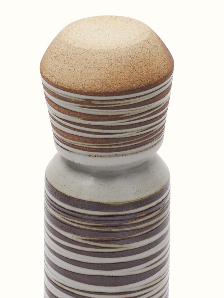 Detail view of Studio Pottery Ceramic Carafe & Cup Set (2 Pcs) highlighting the stone setting and metalwork detail