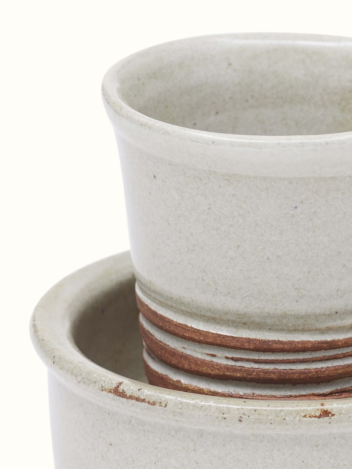 Detailed view of Studio pottery ceramic filter coffee mugs (2 pcs) highlighting their unique design.